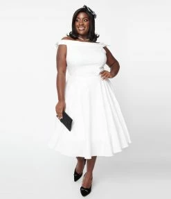 SHEEN Clothing Ltd Plus Size Ivory Bridal Jessica Swing Dress