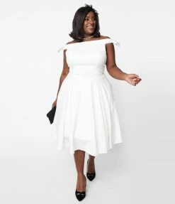 SHEEN Clothing Ltd Plus Size Ivory Bridal Jessica Swing Dress