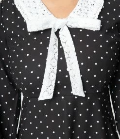 SHEEN Clothing Ltd Black & White Polka Dot Bow Swing Dress