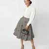 SHEEN Clothing Ltd Black Gingham & Red Roses Sophie Swing Skirt