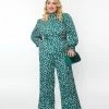 SHEEN Clothing Ltd Plus Size Green & White Polka Dot Jumpsuit