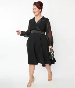 SHEEN Clothing Ltd Plus Size Black Polly Swing Dress