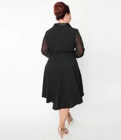 SHEEN Clothing Ltd Plus Size Black Polly Swing Dress