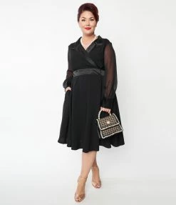 SHEEN Clothing Ltd Plus Size Black Polly Swing Dress