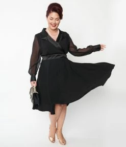 SHEEN Clothing Ltd Plus Size Black Polly Swing Dress