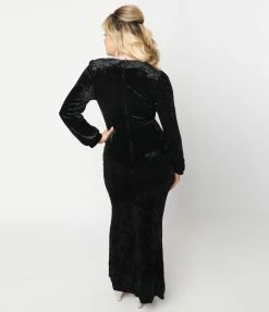 SHEEN Clothing Ltd Crushed Black Velvet Miley Gown New Arrivals!