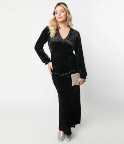 SHEEN Clothing Ltd Crushed Black Velvet Miley Gown New Arrivals!