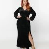 SHEEN Clothing Ltd Plus Size Crushed Black Velvet Miley Gown