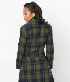 SHEEN Clothing Ltd Green & Navy Plaid Jacket