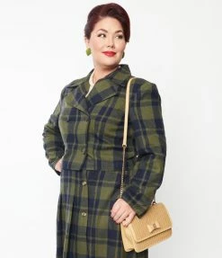 SHEEN Clothing Ltd Plus Size Green & Navy Plaid Jacket