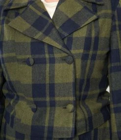 SHEEN Clothing Ltd Plus Size Green & Navy Plaid Jacket