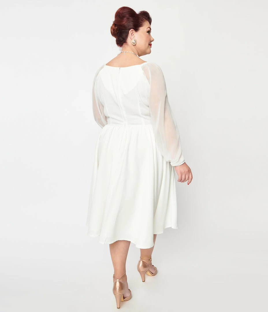 SHEEN Clothing Ltd Plus Size Ivory Dior Bridal Swing Dress