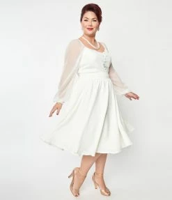SHEEN Clothing Ltd Plus Size Ivory Dior Bridal Swing Dress