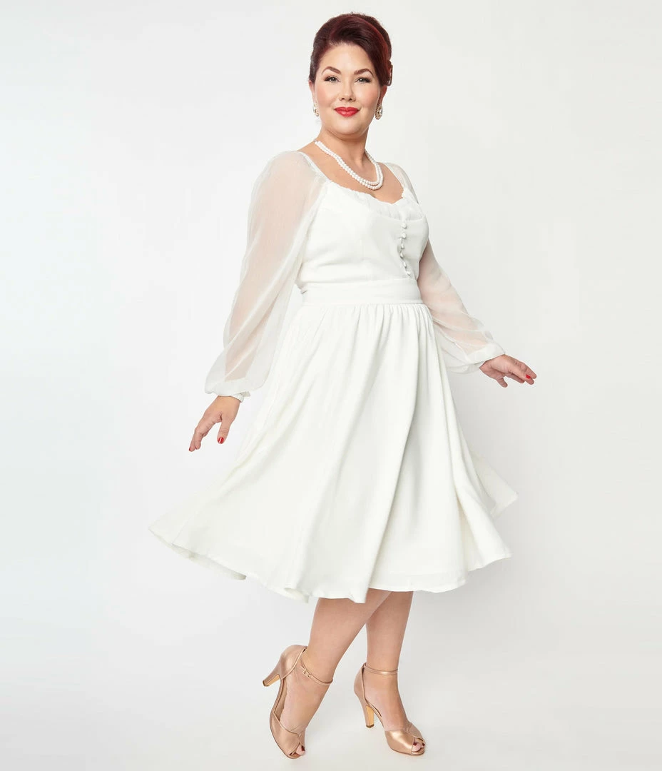 SHEEN Clothing Ltd Plus Size Ivory Dior Bridal Swing Dress