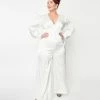SHEEN Clothing Ltd Plus Size Ivory Satin Marina Jumpsuit