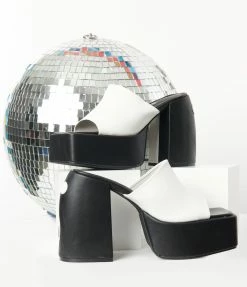 Daisy Street (Babel Fair) Black & White Yin Yang Platform Mule Shoes