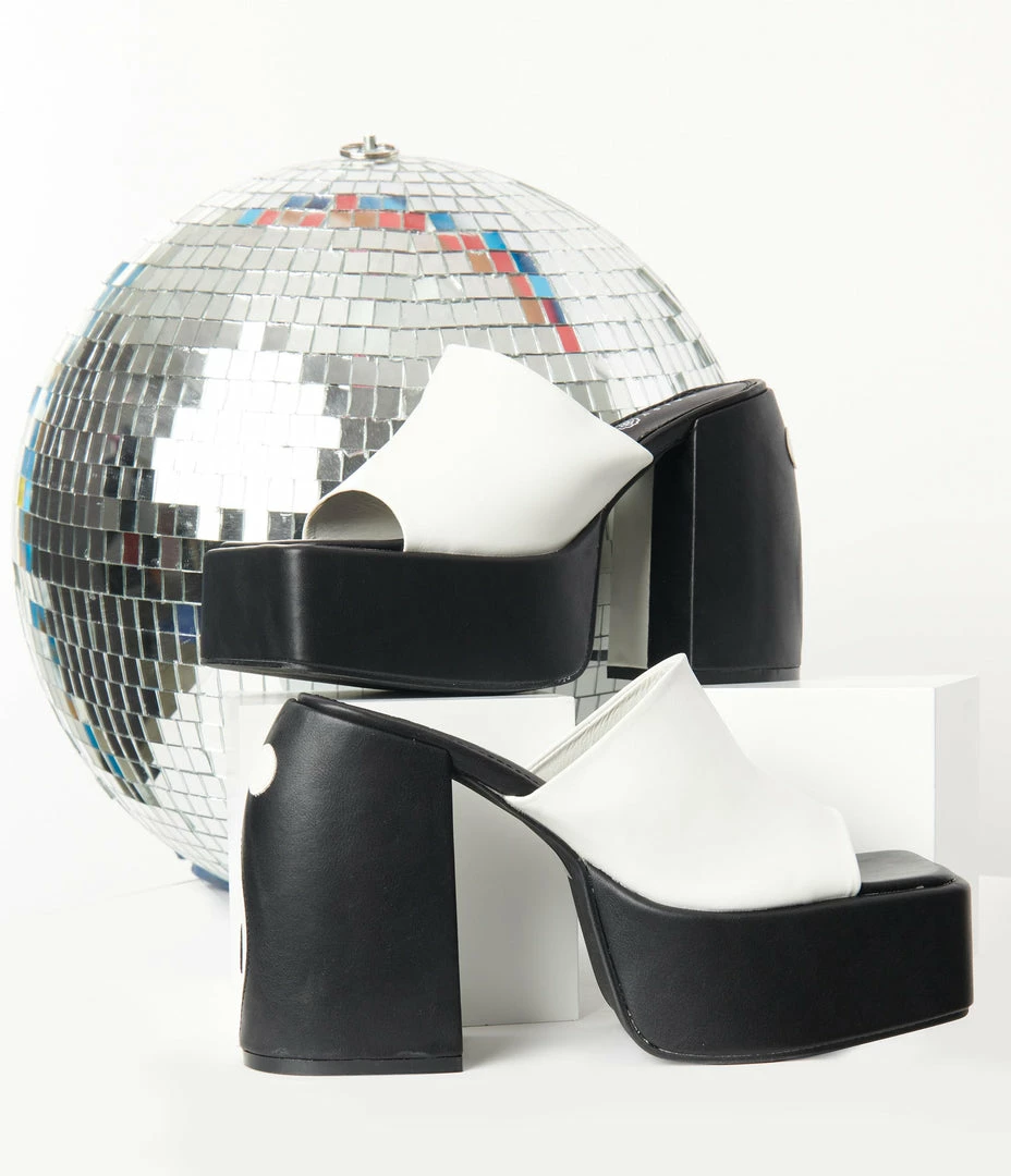 Daisy Street (Babel Fair) Black & White Yin Yang Platform Mule Shoes