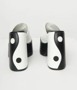 Daisy Street (Babel Fair) Black & White Yin Yang Platform Mule Shoes