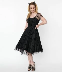 Magnolia Place Black Bats Dorothy Swing Dress Sale
