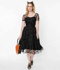 Magnolia Place Black Bats Dorothy Swing Dress Sale