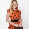 Magnolia Place Orange & Black Bat Blouse Sale