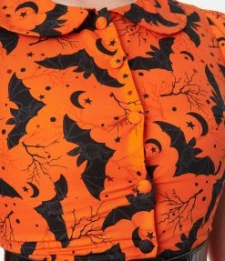 Magnolia Place Orange & Black Bat Blouse Sale