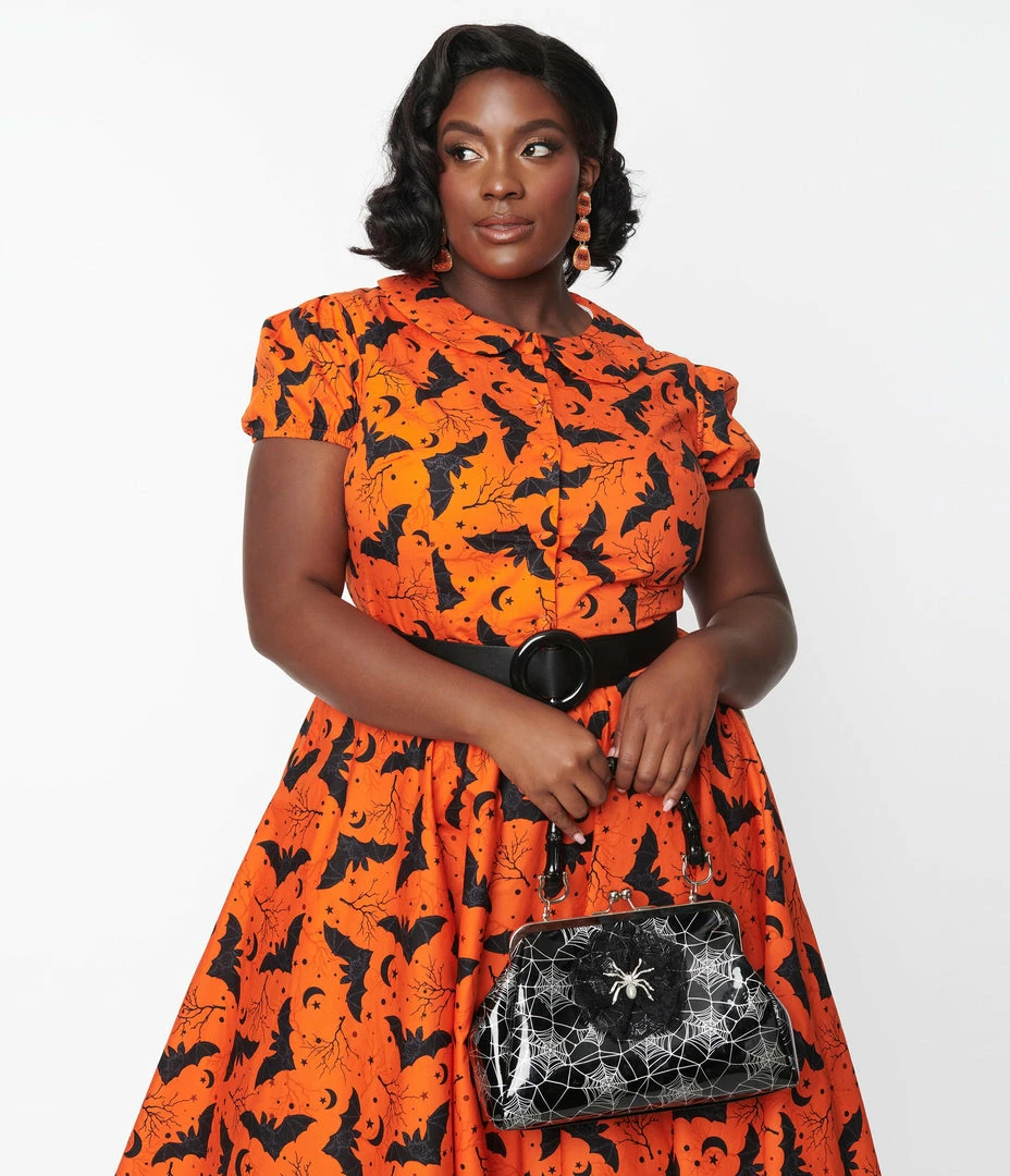 Magnolia Place Plus Size Orange & Black Bat Blouse