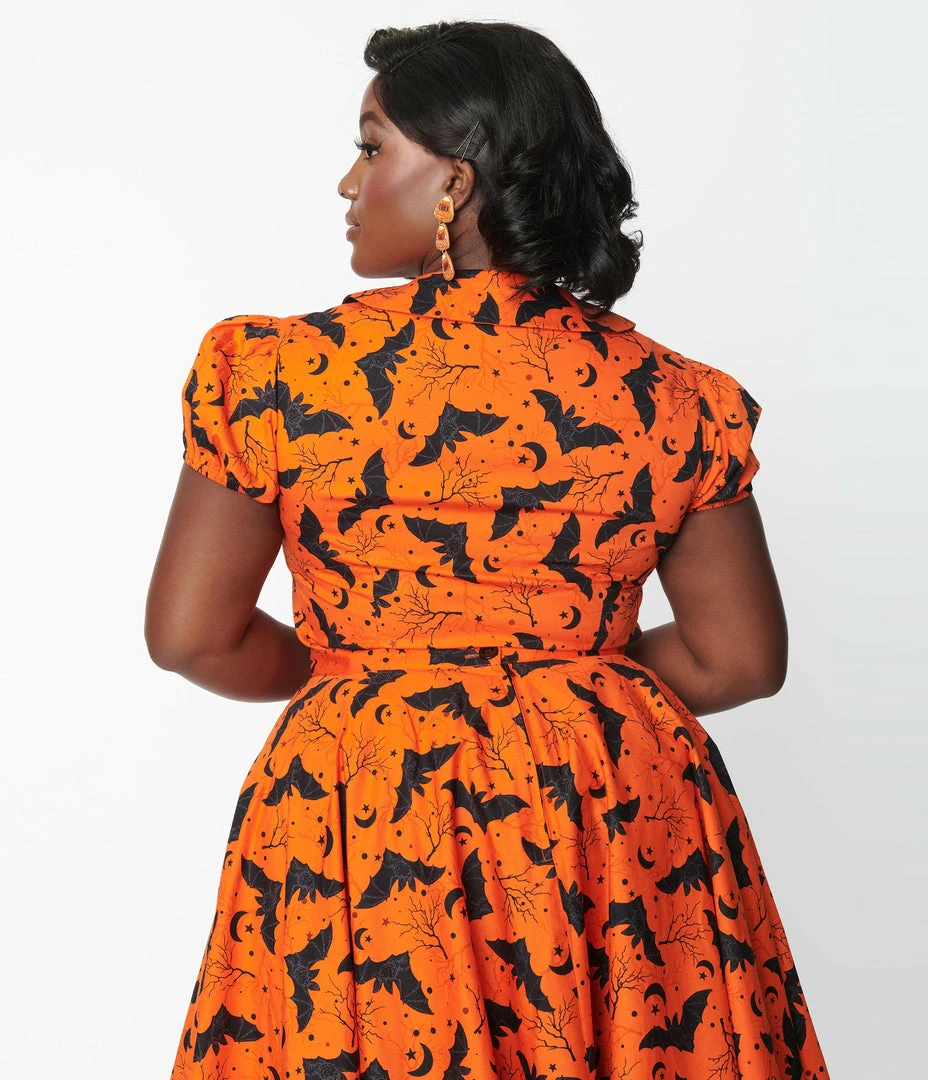 Magnolia Place Plus Size Orange & Black Bat Blouse