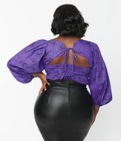 Magnolia Place Plus Size Purple Spider Web Eyes See You Top