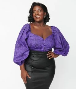 Magnolia Place Plus Size Purple Spider Web Eyes See You Top