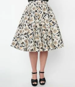 Sale Magnolia Place White Spooky Halloween Print Sally Swing Skirt