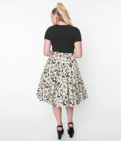 Sale Magnolia Place White Spooky Halloween Print Sally Swing Skirt