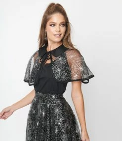 Sale Magnolia Place Black Spiderweb Capelet