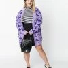 Heimish USA (Rachael) Plus Size Purple Witches Hat Open Long Cardigan