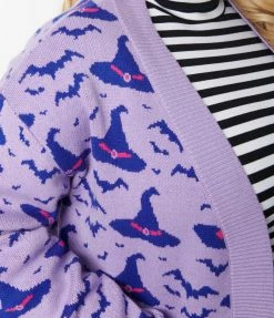 Heimish USA (Rachael) Plus Size Purple Witches Hat Open Long Cardigan