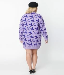 Heimish USA (Rachael) Plus Size Purple Witches Hat Open Long Cardigan