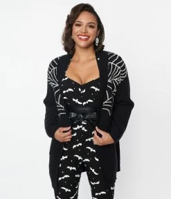 Heimish USA (Rachael) Clothing Black Spiderweb Open Long Cardigan