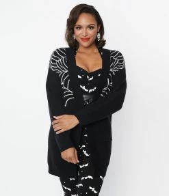 Heimish USA (Rachael) Clothing Black Spiderweb Open Long Cardigan