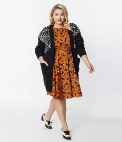 Heimish USA (Rachael) Plus Size Black Spiderweb Open Long Cardigan