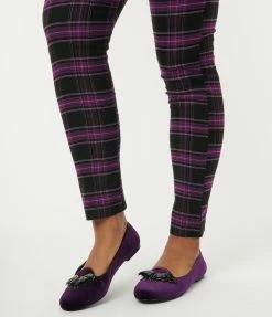 YRU (Strange Cvlt) Purple Velvet Lydia Bat Flats