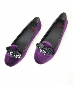 YRU (Strange Cvlt) Purple Velvet Lydia Bat Flats