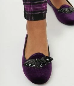 YRU (Strange Cvlt) Purple Velvet Lydia Bat Flats