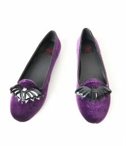YRU (Strange Cvlt) Purple Velvet Lydia Bat Flats