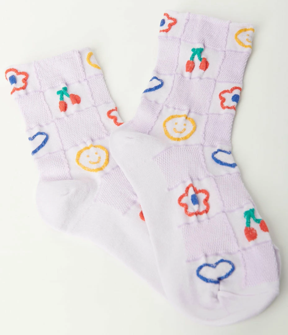Anarchy Street Accessories Purple Checkered & Groovy Icon Socks