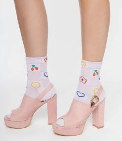 Anarchy Street Accessories Purple Checkered & Groovy Icon Socks