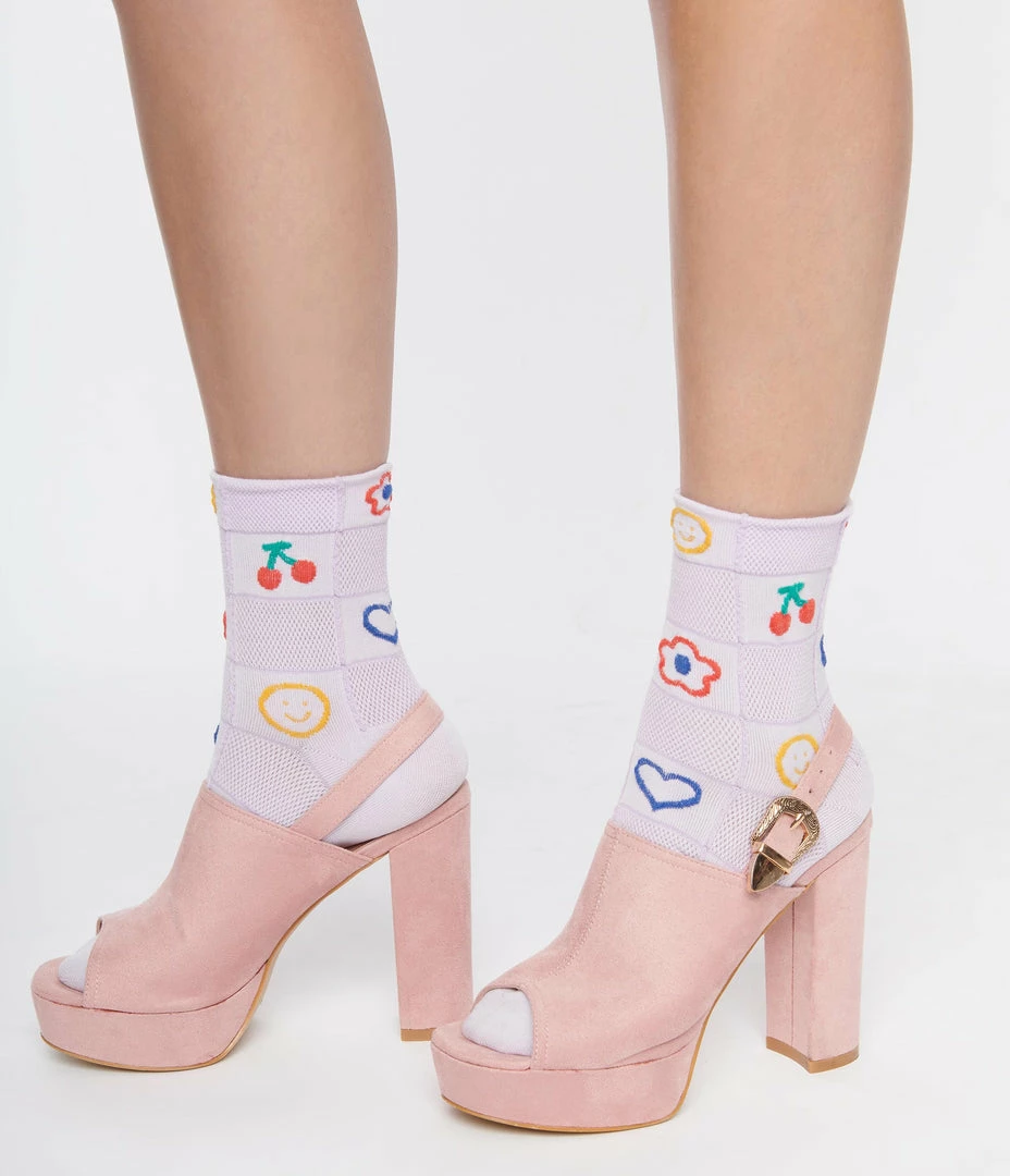 Anarchy Street Accessories Purple Checkered & Groovy Icon Socks