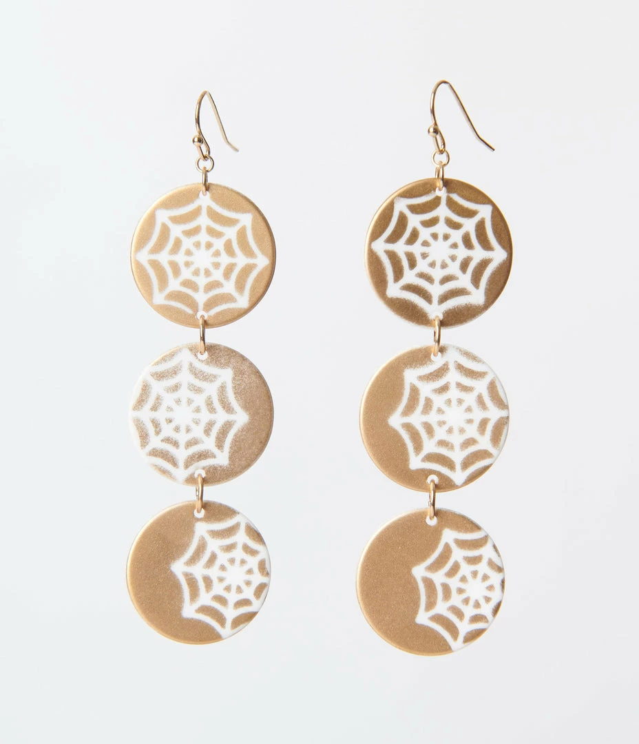 Anarchy Street Spider Web Disc Drop Earrings Jewelry