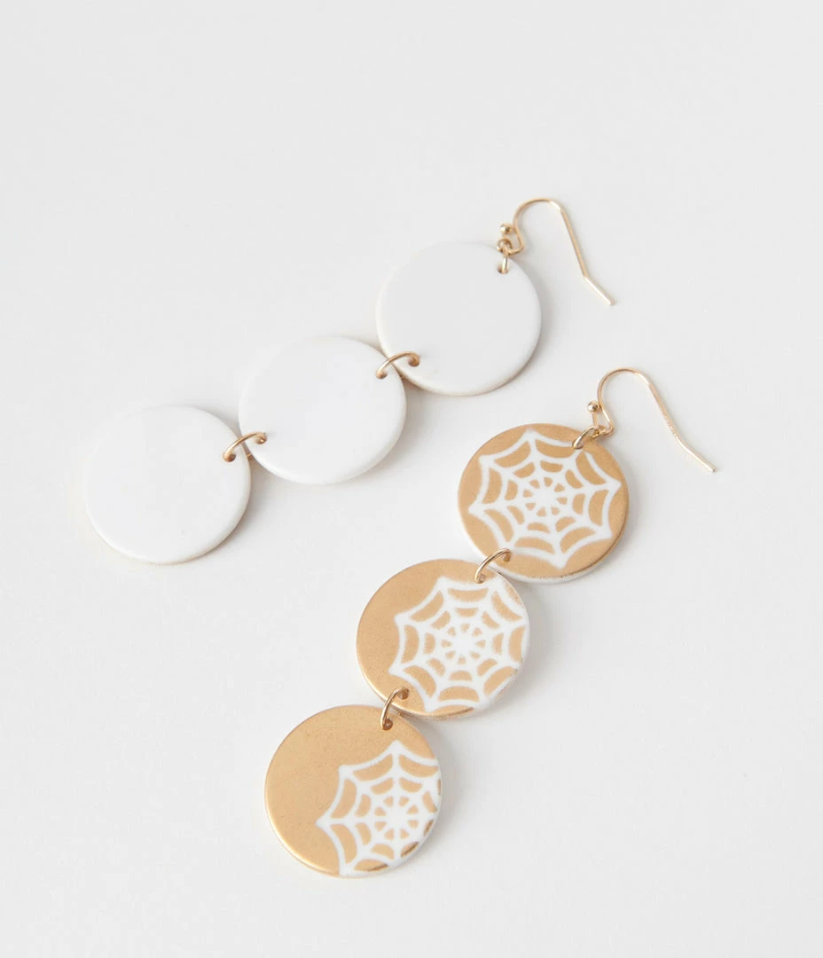 Anarchy Street Spider Web Disc Drop Earrings Jewelry