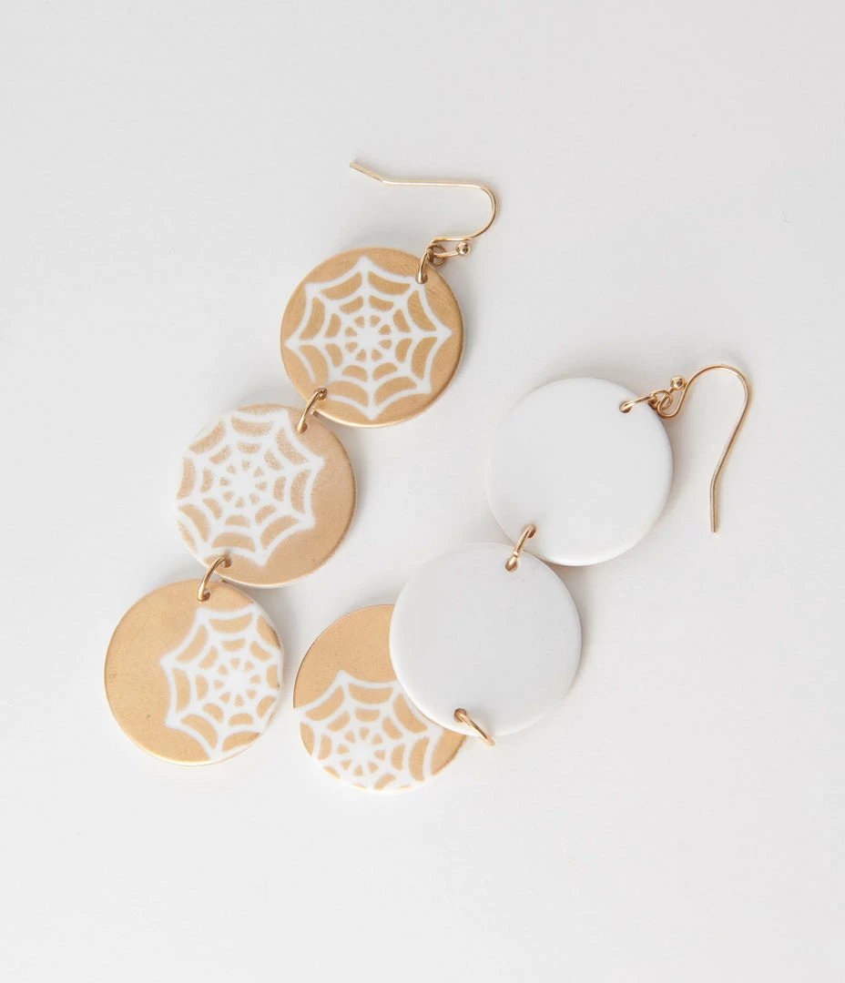 Anarchy Street Spider Web Disc Drop Earrings Jewelry