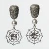 Anarchy Street Accessories Black Rhinestone Spider Web Drop Earrings